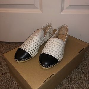 LOEFFLER RANDALL MARA CAP TOE LEATHER ESPADRILLE